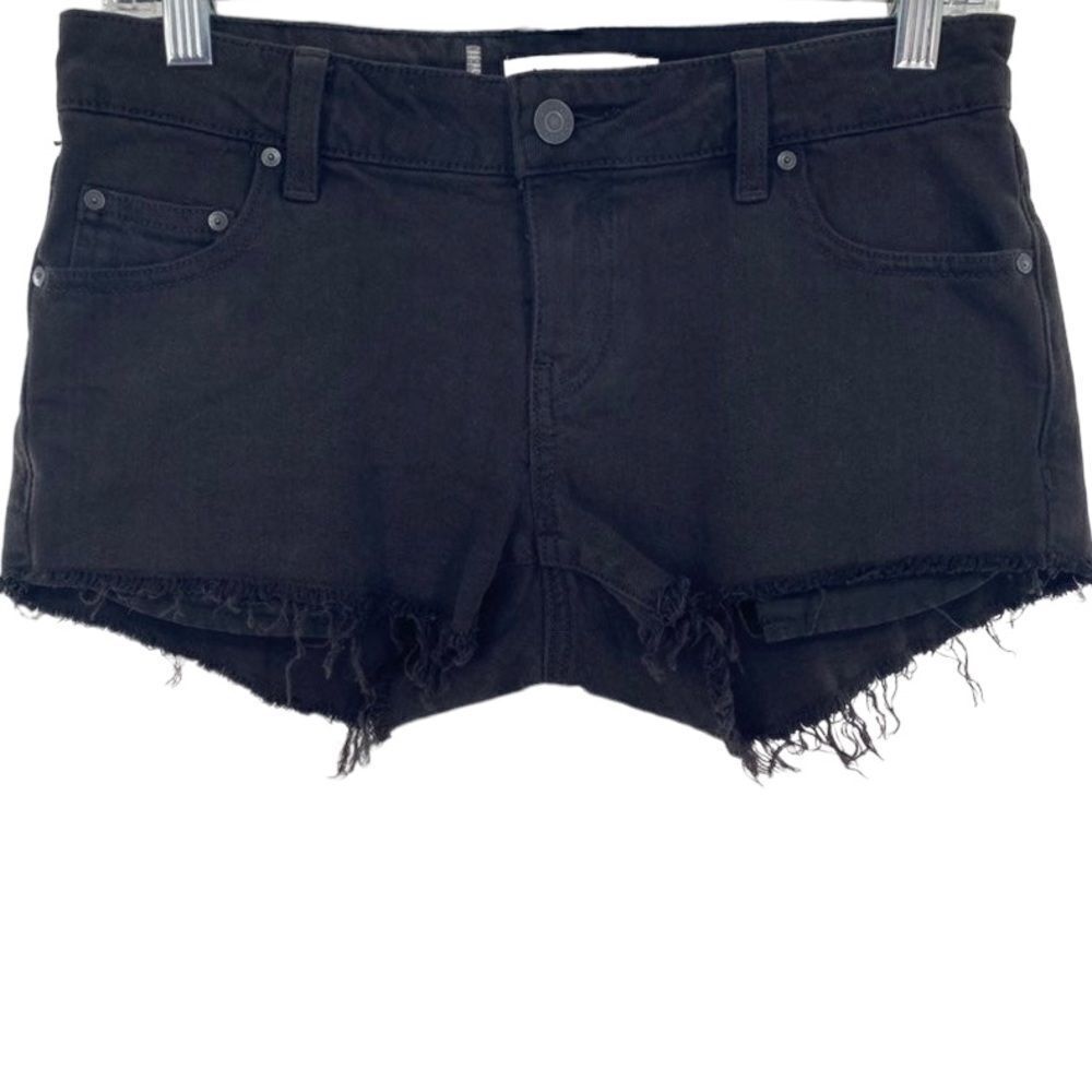 TALULA Black Raw Hem Jean Shorts